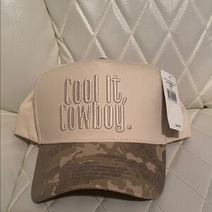 Buckle Tan and Camouflage Embroidered Cap
